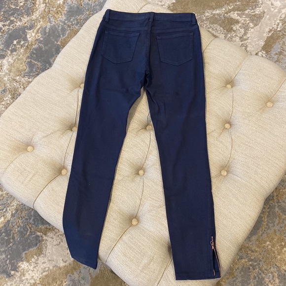 Ted Baker full length navy blue pant, rose gold button & ankle zipper detail - Picture 2 of 5